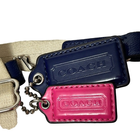 Authentic Coach Crossbody Strap and Two FOBs Patent Leather and Canvas - Picture 5 of 9